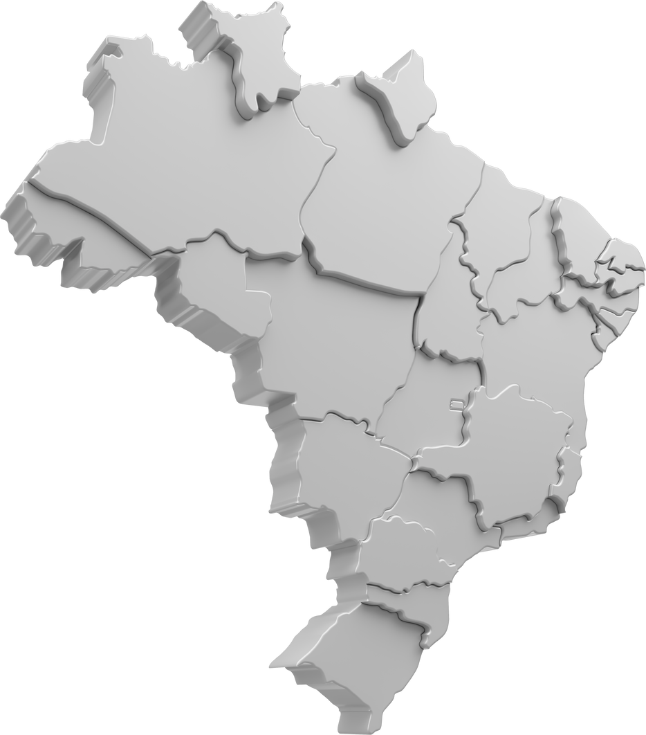 Brazil map with states highlighted in 3d render